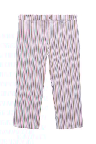 Jean capri rayures - Rose pastel