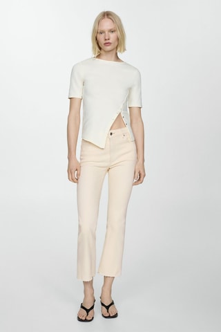 Jean flare crop Sienna - Blanc cassé