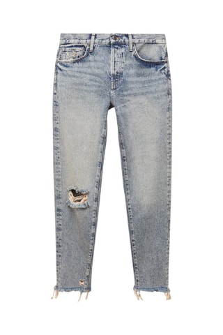 Jean girlfriend taille basse déchiré - Bleu moyen vintage