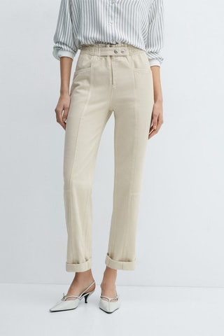 Jean slouchy taille élastique - Ecru