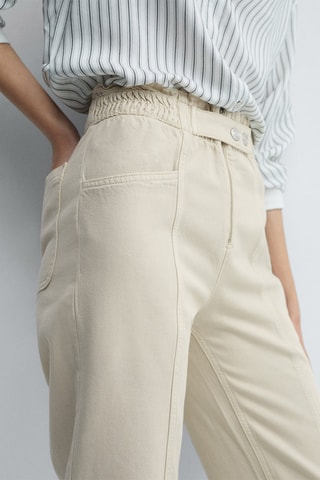 Jean slouchy taille élastique - Ecru