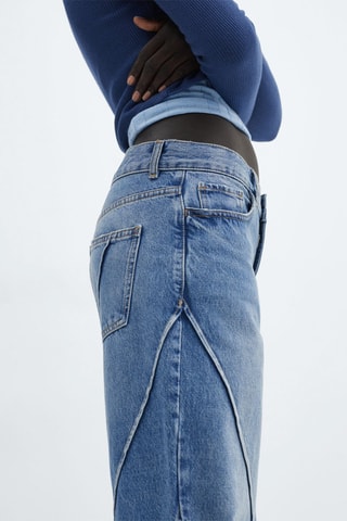 Jean wideleg coutures décoratives - Bleu