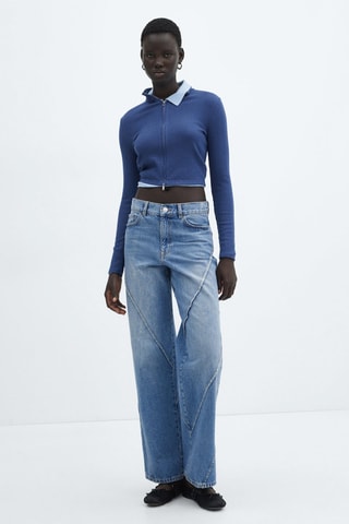 Jean wideleg coutures décoratives - Bleu