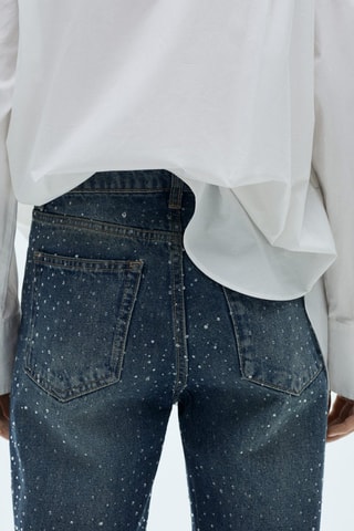 Jean droit détail strass - Bleu