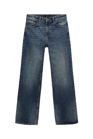 Jean droit détail strass - Bleu