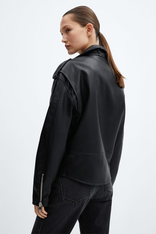 Veste biker similicuir  - Noir