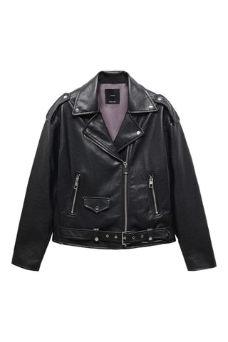 Veste biker similicuir  - Noir