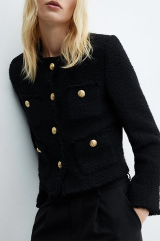 Veste en tweed à poches - Noir