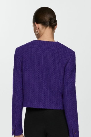 Veste tweed col V - Violet