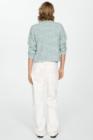 Veste tweed bords effilochés - Bleu clair