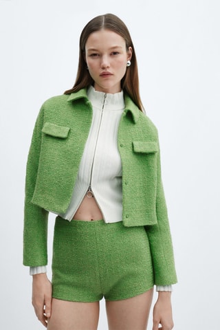 Veste crop tweed poches - Vert