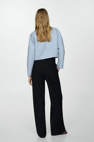 Veste crop tweed poches - Bleu