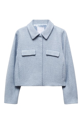 Veste crop tweed poches - Bleu