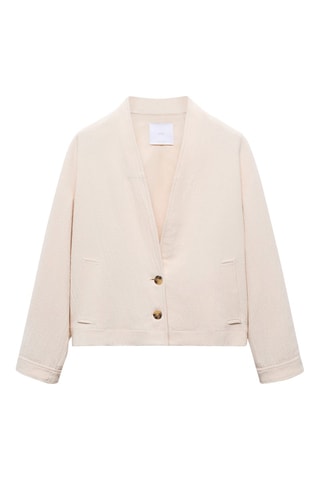 Veste coton col V - Ecru