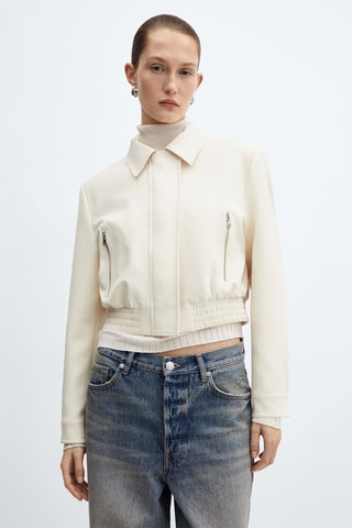 Veste crop épaulettes - Ecru