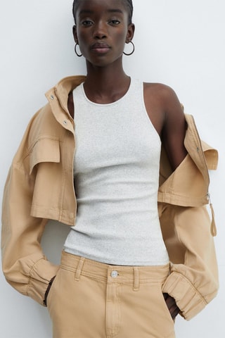 Veste crop poches - Beige