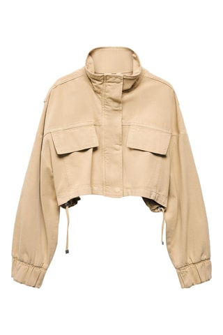 Veste crop poches - Beige