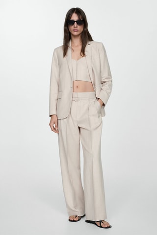 Veste de costume fines rayures - Ecru