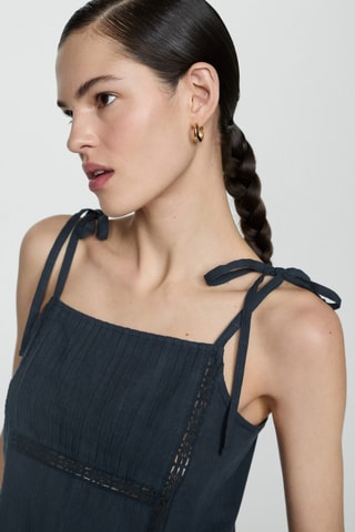 Top brodé en coton - Indigo