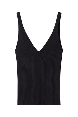 Top maille col V - Noir