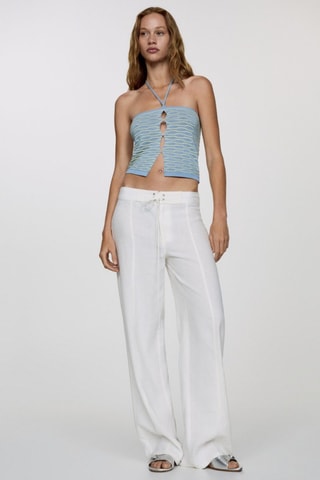 Top halter point texture - Bleu