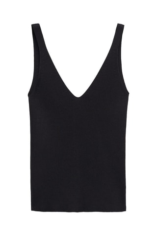 Top maille col V - Noir
