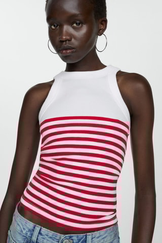 Top imprimé rayures - Rouge
