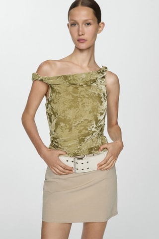 Top drapé détail velours - Vert