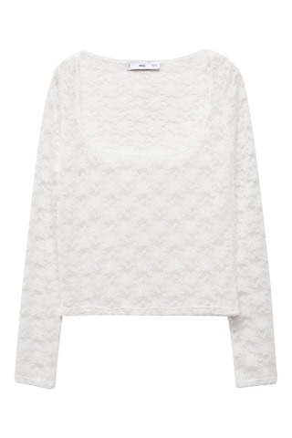 Top dentelle florale - Blanc