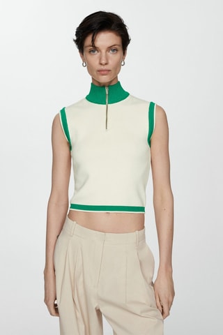 Top en maille zippé - Beige