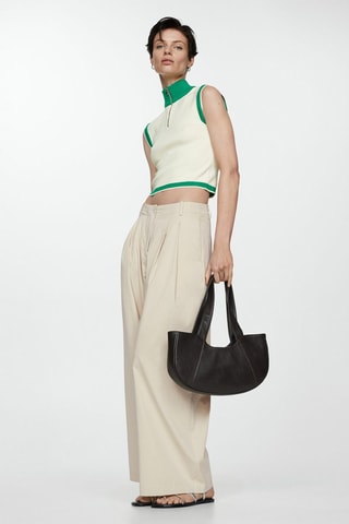 Top en maille zippé - Beige