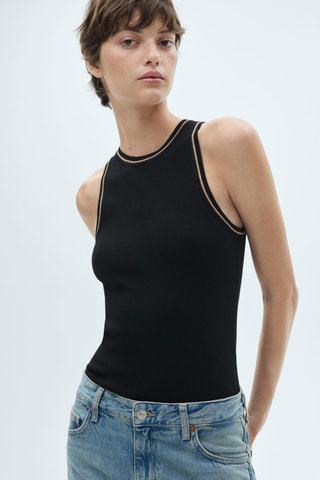 Top maille détails contrastants - Noir