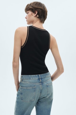 Top maille détails contrastants - Noir