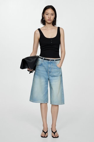 Top bretelles boutons - Noir