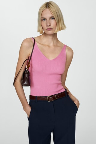 Top maille bretelles - Rose