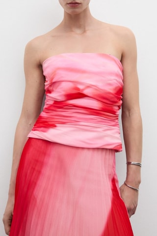 Top bustier drapé - Rose et rouge