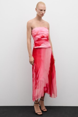 Top bustier drapé - Rose et rouge