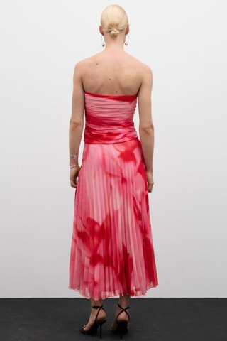 Top bustier drapé - Rose et rouge