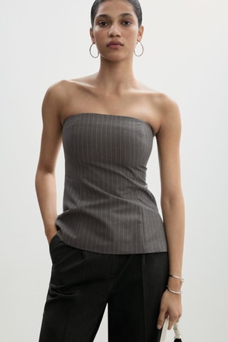 Top bustier rayures tennis - Gris