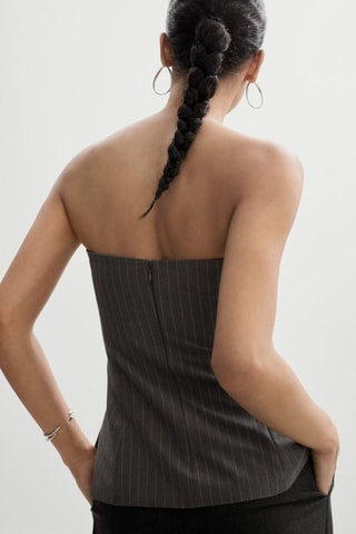 Top bustier rayures tennis - Gris