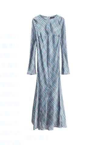 Robe satinée carreaux - Bleu