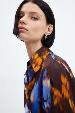 Robe satinée imprimée - Marron
