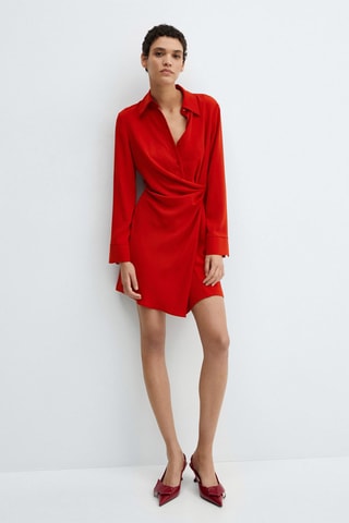 Robe cache-cœur drapée - Rouge