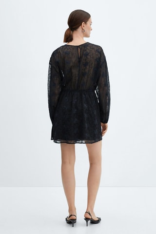 Robe brodée manches bouffantes - Noir