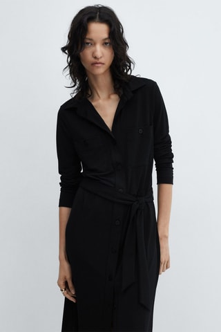 Robe chemisier ceinture - Noir
