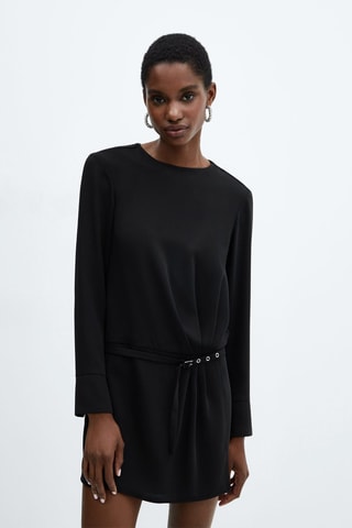 Robe froncée ceinture - Noir