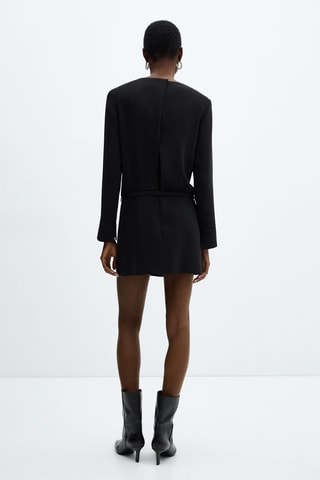 Robe froncée ceinture - Noir