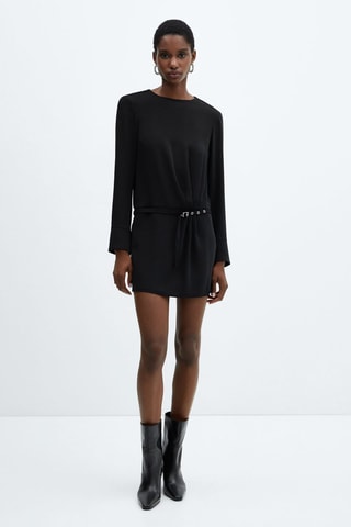 Robe froncée ceinture - Noir