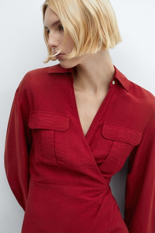 Robe midi cache-cœur - Rouge