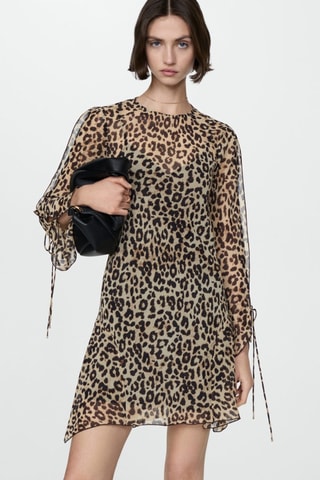 Robe courte léopard - Noir et beige